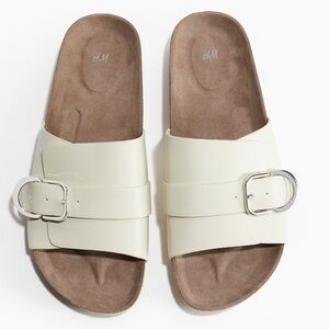 H&M Cream Buckle Slide Sandals